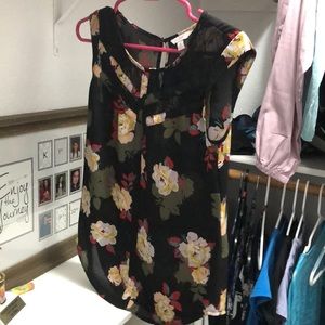 Candies floral print lace mesh top